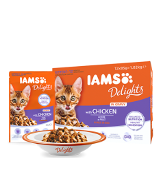 IAMS guliašai delight kitten chicken in gravy 85gr