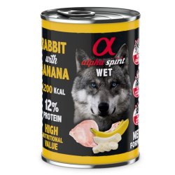 ALPHA SPIRIT WET konservas su triušiena ir bananais 400g
