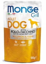 Monge Grill guliašai šunims su vištiena ir kalakutiena 100gr